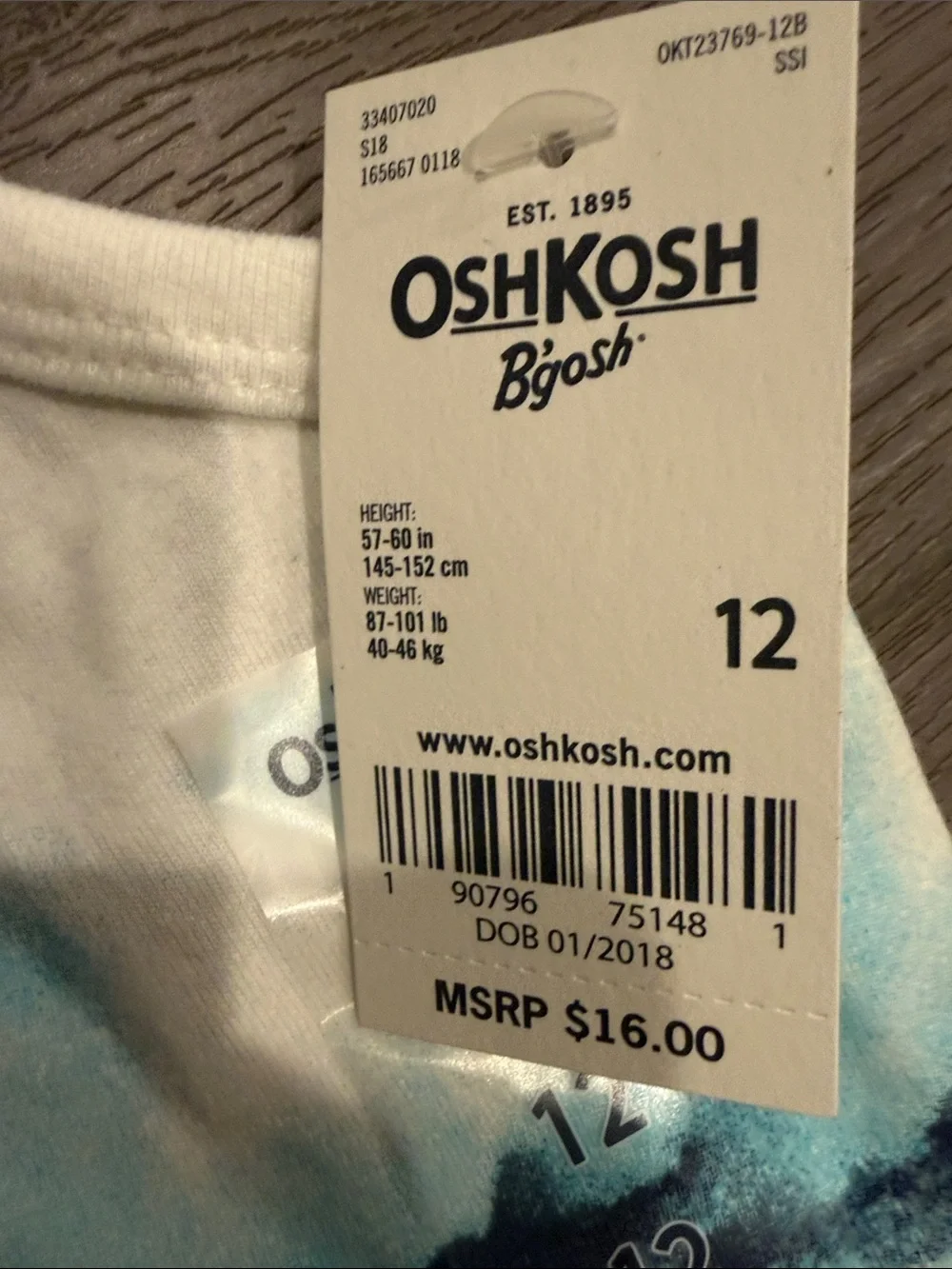 OshKosh B'gosh White and Blue Surf Shark Tank Top